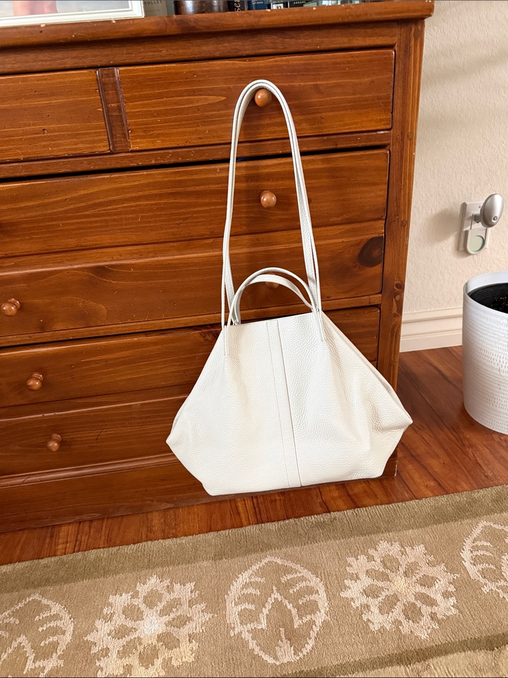 AllSaints White Leather Tote with Dual Handles